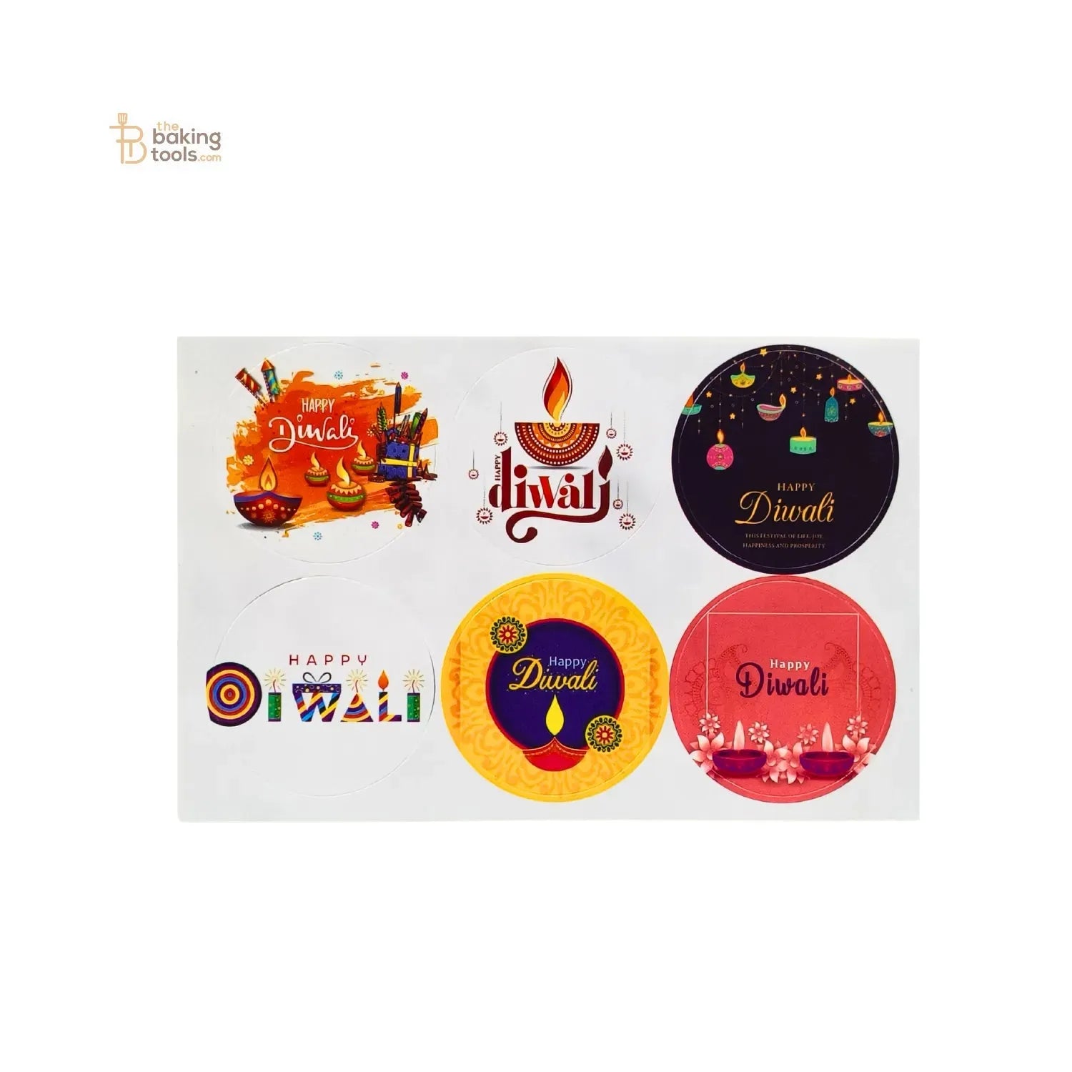 Happy Diwali Sticker Pack of 6 Pcs - 001 _ the baking tools